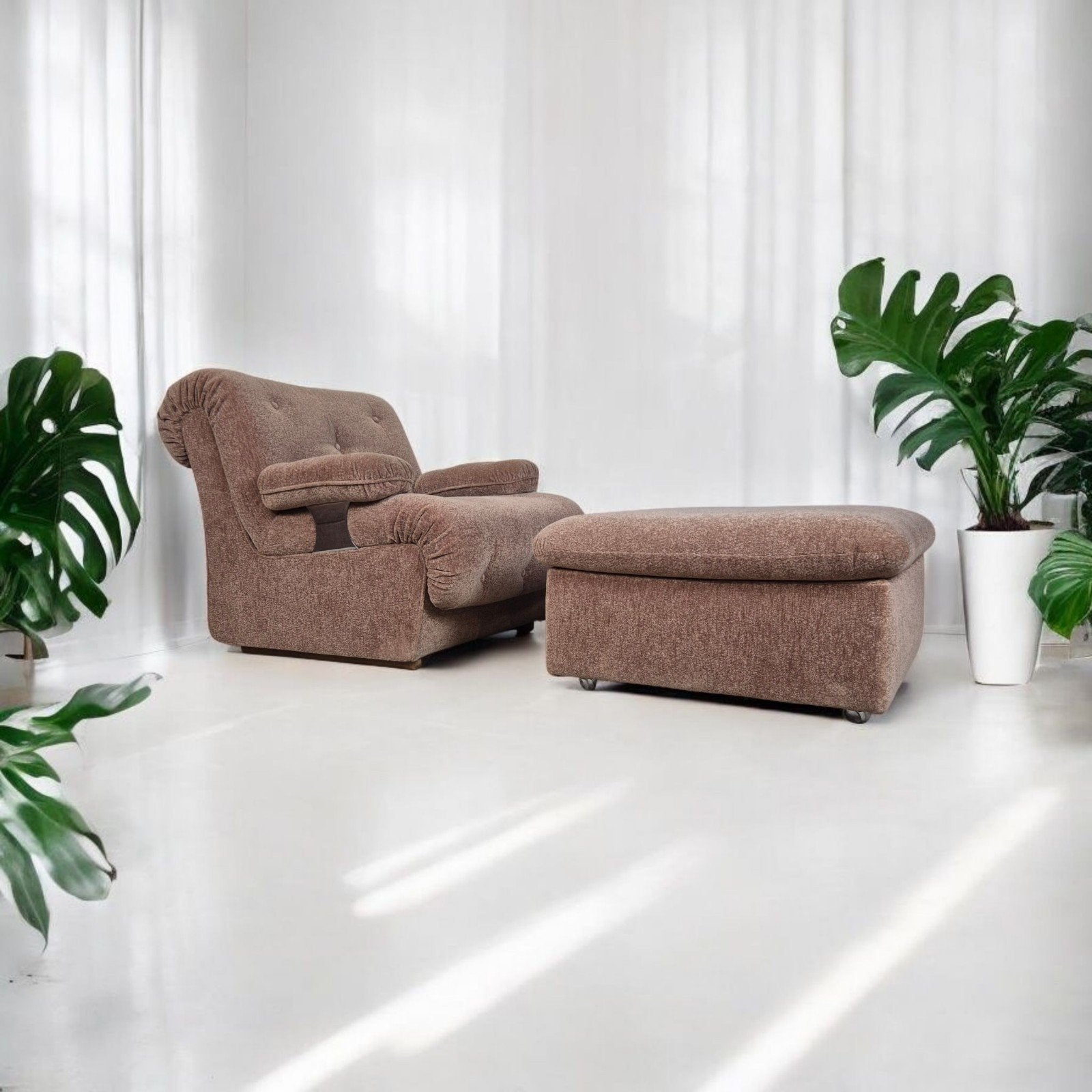 Setprijs! Vintage 2x fauteuil 1 ottoman modulaire 2-zit bank, Ophalen, 75 tot 100 cm, Zo goed als nieuw, Nvt