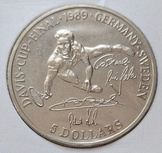 Niue 5 dollars 1989 Km 24 Davis Beker 1989, Verzenden, Losse munt