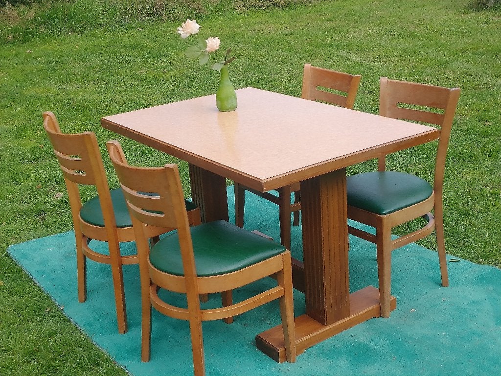Eettafel met stoelen, Huis en Inrichting, Ophalen, Gebruikt, 100 tot 150 cm, Eikenhout