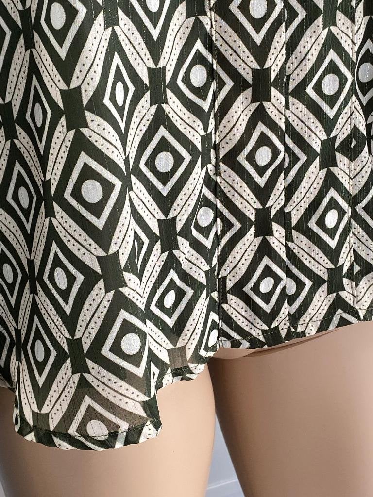K01 Aaiko maat M=38/40 blouse/top donker-groen/beige, Kleding | Dames, Maat 38/40 (M), Aaiko, Ophalen of Verzenden, Zo goed als nieuw