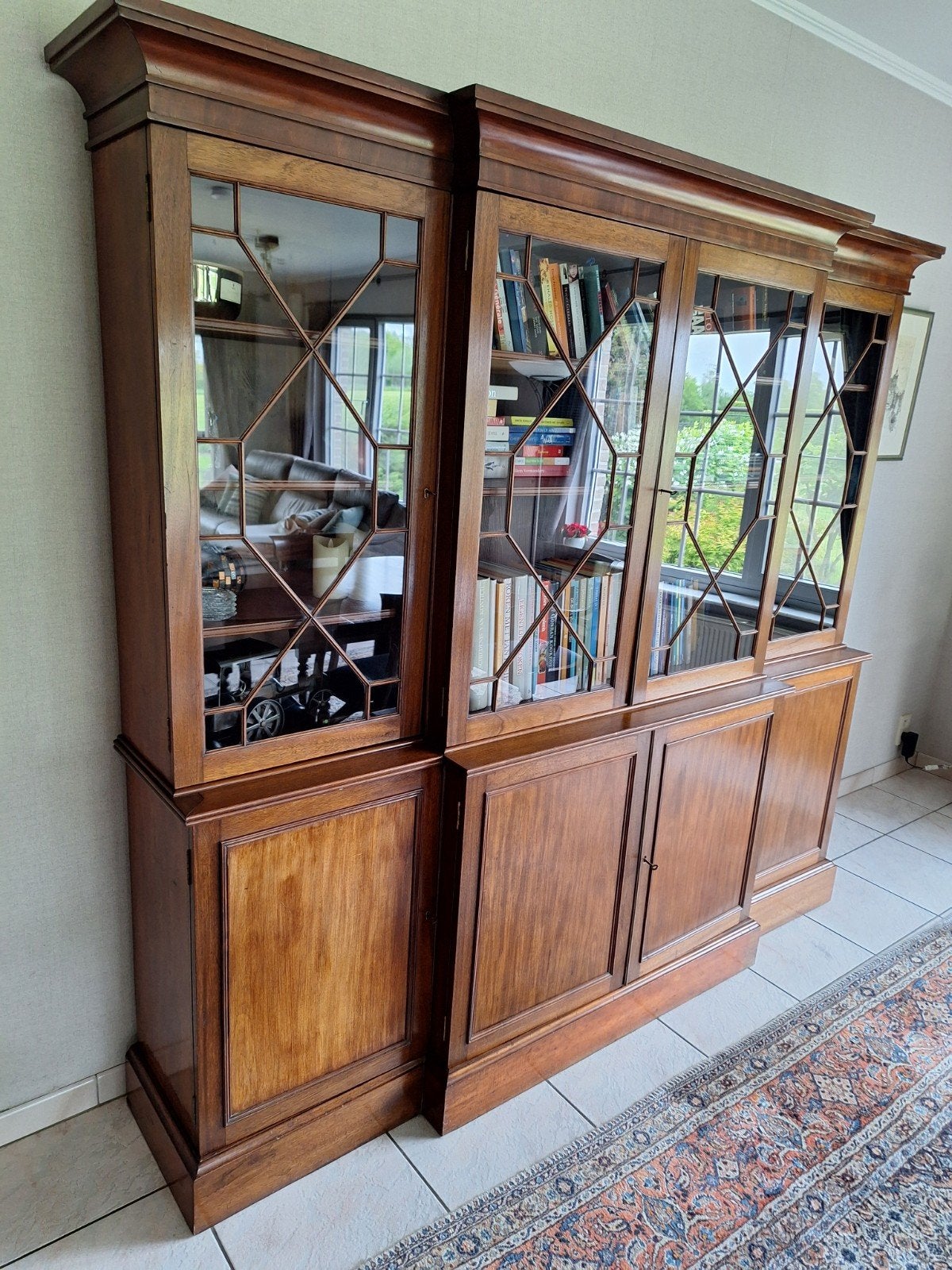 VERHUISPRIJS:Antieke Engelse mahonie bibliotheekkast ca.1890, Ophalen