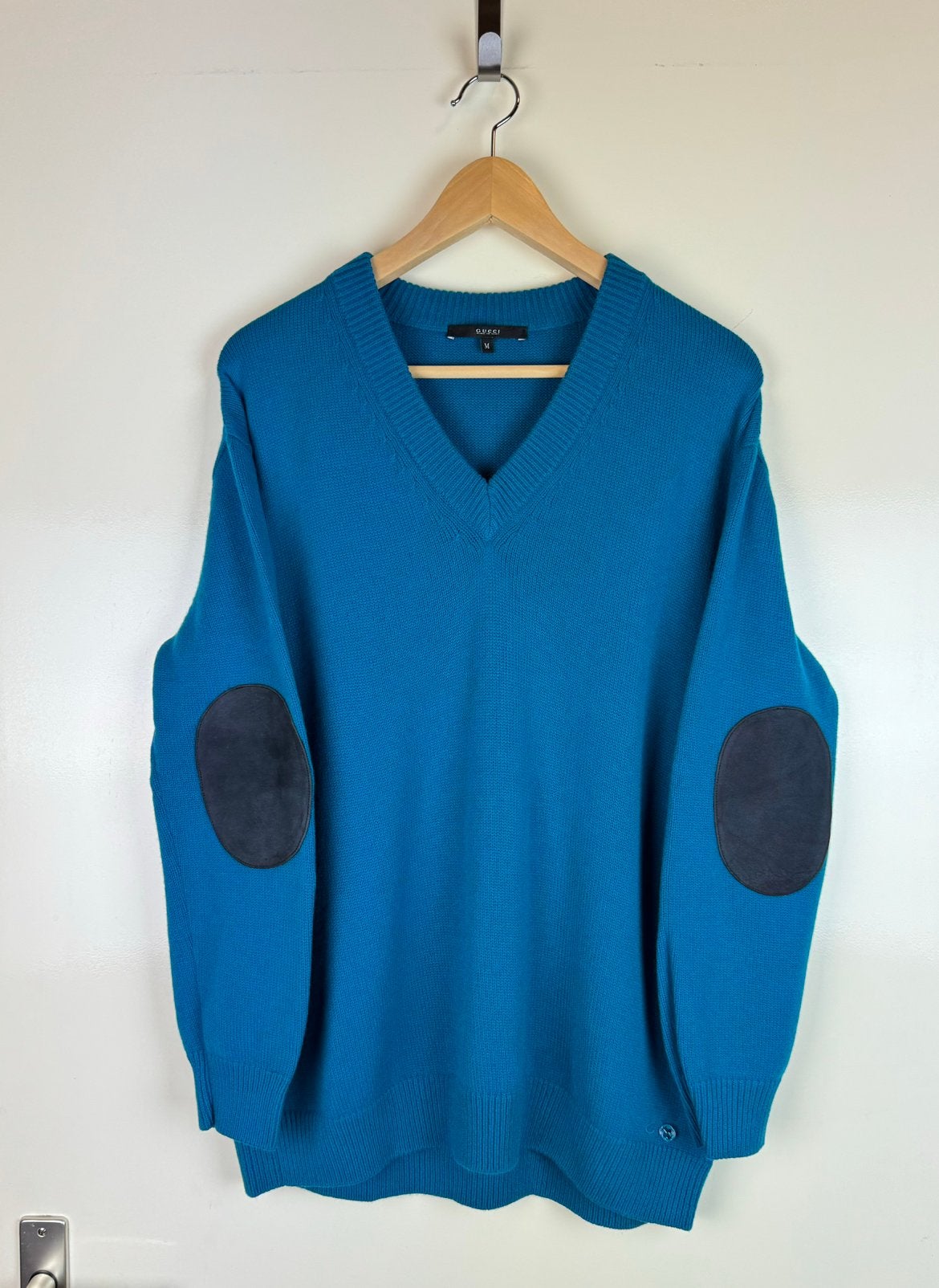 GUCCI 100% Wool Turquoise Blue Unisex Sweater Jumper M, Verzenden, Zo goed als nieuw, Maat 48/50 (M), Blauw