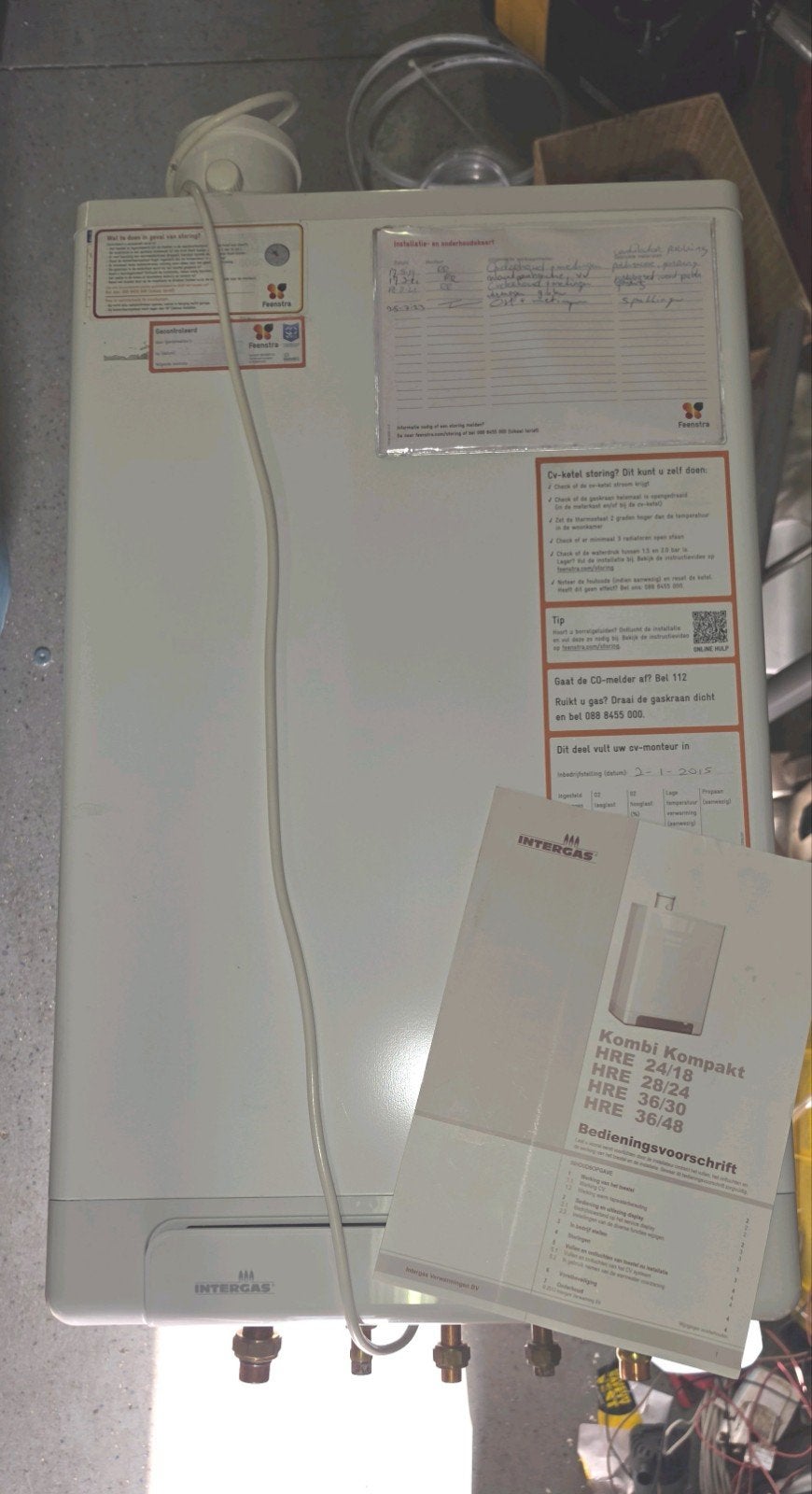 Intergas Kombi Kompakt HRE 36/30 goed onderhouden., Ophalen, 30 tot 80 cm, Gebruikt, Hoog rendement (Hr)