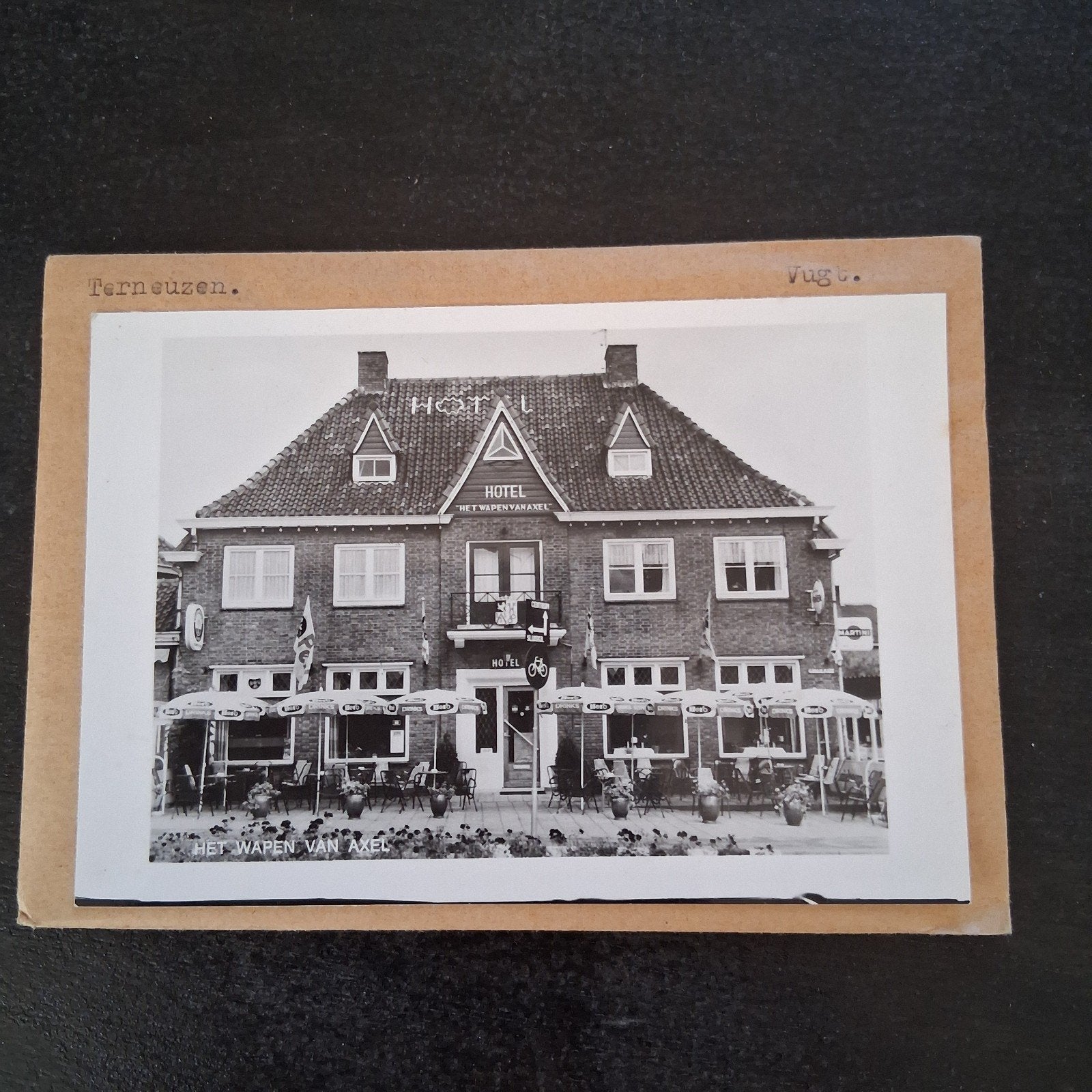 Axel, 1 x glasplaat JosPe.. Hotel Wapen van Axel, Ophalen of Verzenden, 1960 tot 1980, Ongelopen, Zeeland