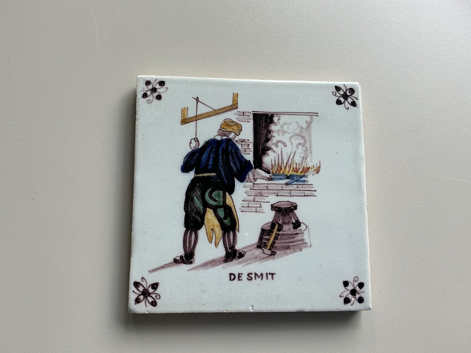 Delfts Blauw Tegel 'De Smit' KNM E.H. Bedemann, Ophalen of Verzenden