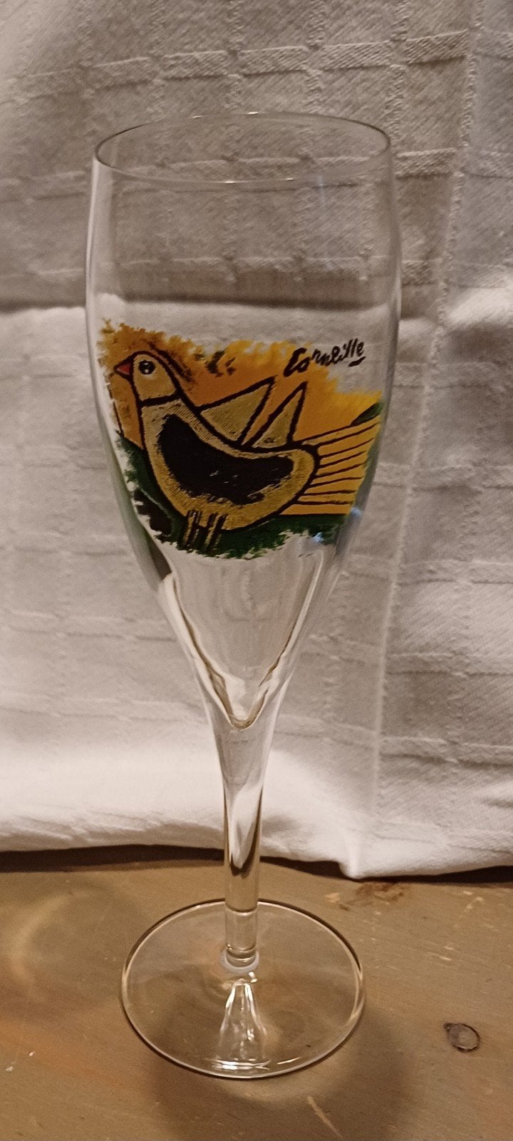 Vintage Corneille Champagneglas met vogeldecoratie, Ophalen