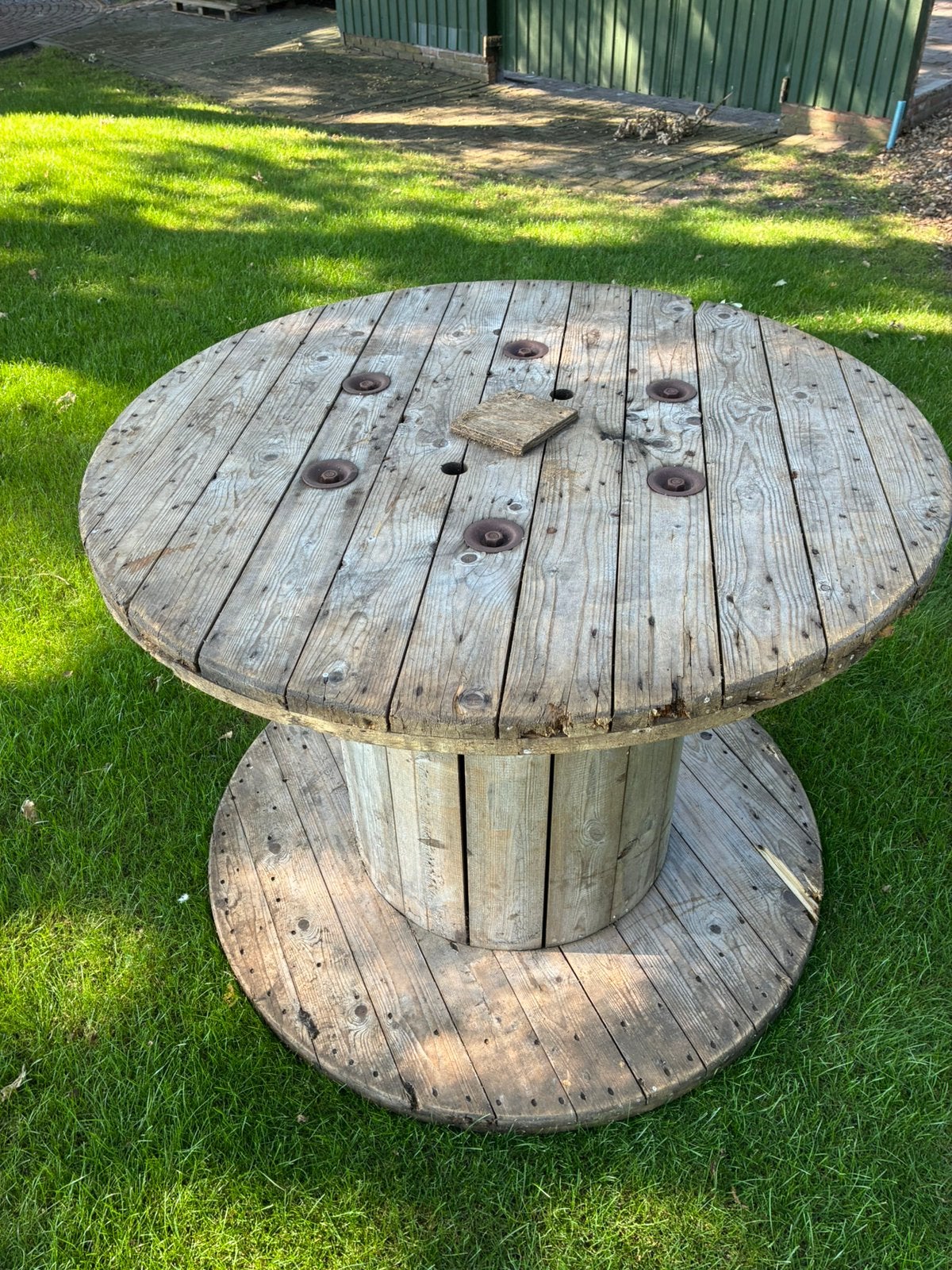 Kabelhaspel, praattafel, Ophalen, Gebruikt, Rond, Hout