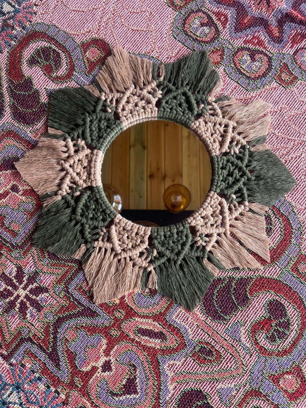 Macramé spiegel - Boho wanddecoratie, Ophalen, Minder dan 50 cm, Rond, Nieuw