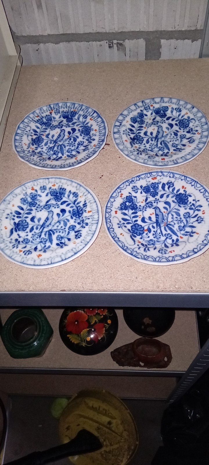 4 antieke Chinese schoteltjes handbeschilderd, Ophalen of Verzenden