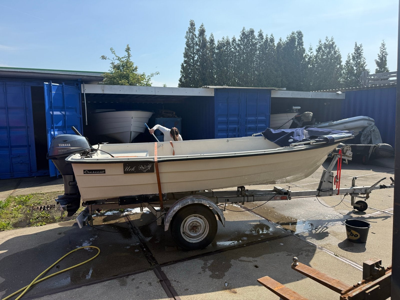 Visboot Crescent 430 - yamaha 9.9 2020 - boottrailer, Watersport en Boten, Visboot, Ophalen of Verzenden, Kussenset