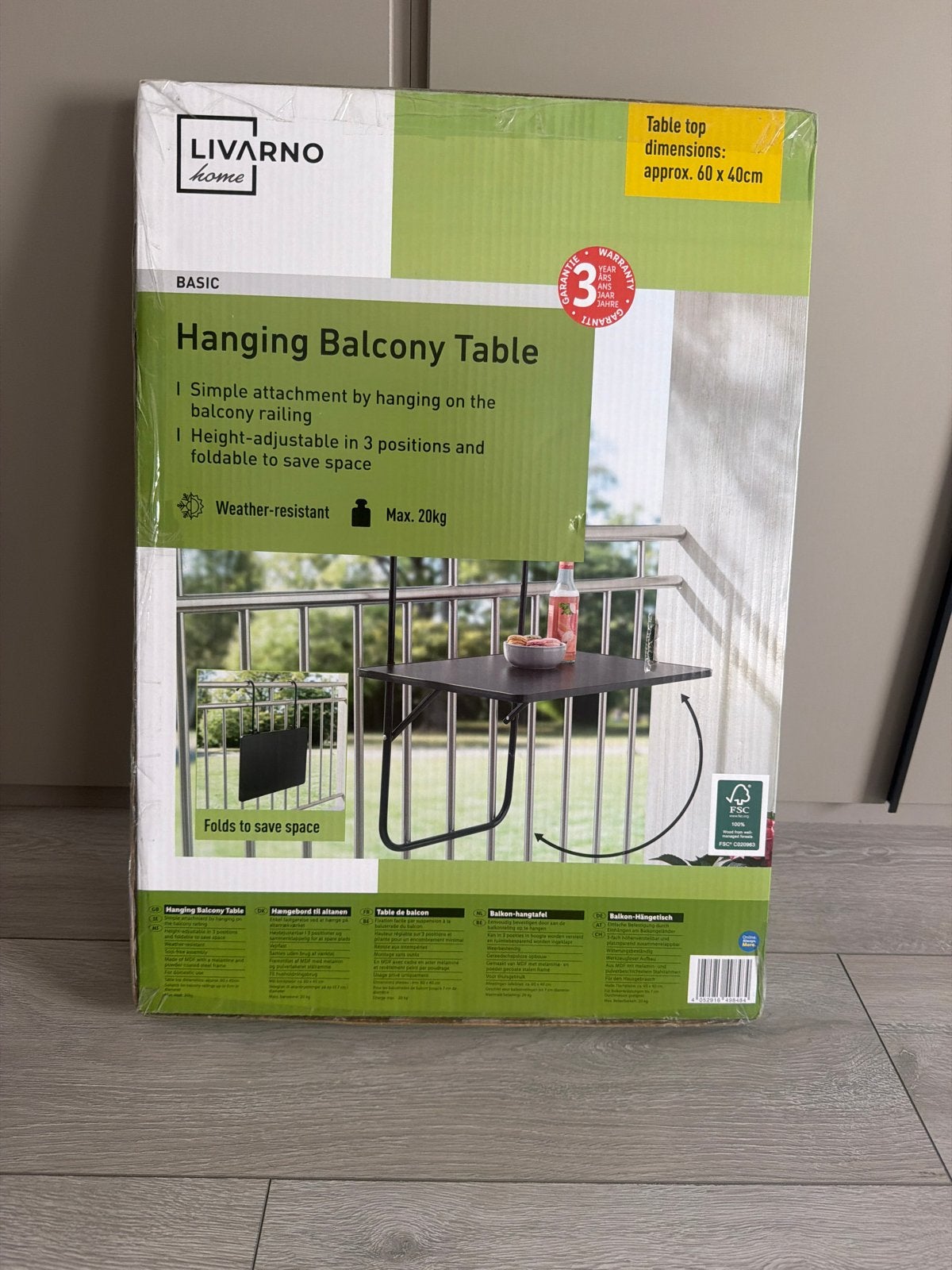 Nieuw Balkontafeltje - nieuw In doos!, Tuin en Terras, Tuintafels, Verzenden, Nieuw, Rechthoekig