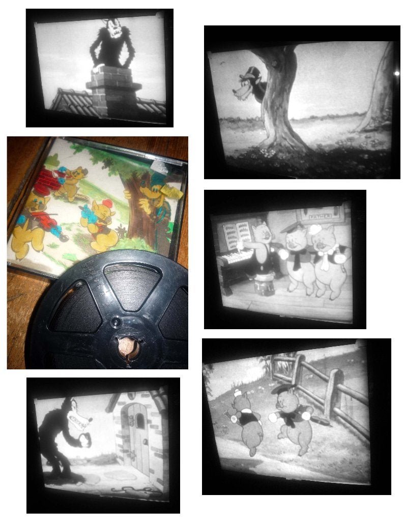 8mm film Three Little Pigs zw/w silent 60mtr -, Ophalen of Verzenden, 8mm film