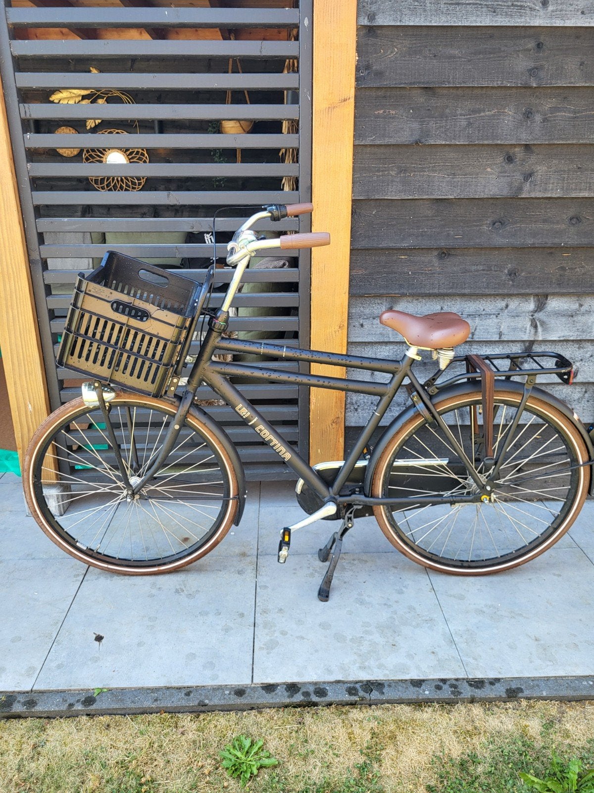 Cortina (jongens) U4 Transportfiets 26 inch Mat Zwart/Bruin, Terugtraprem, Gebruikt, Versnellingen, 50 tot 53 cm