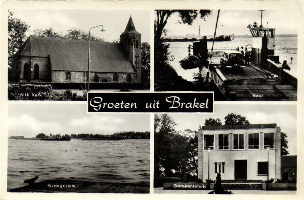 Groeten uit Brakel - 4 afb. veer kerk rivier - ongelopen, Verzamelen, Ansichtkaarten | Nederland, Ophalen of Verzenden, Voor 1920