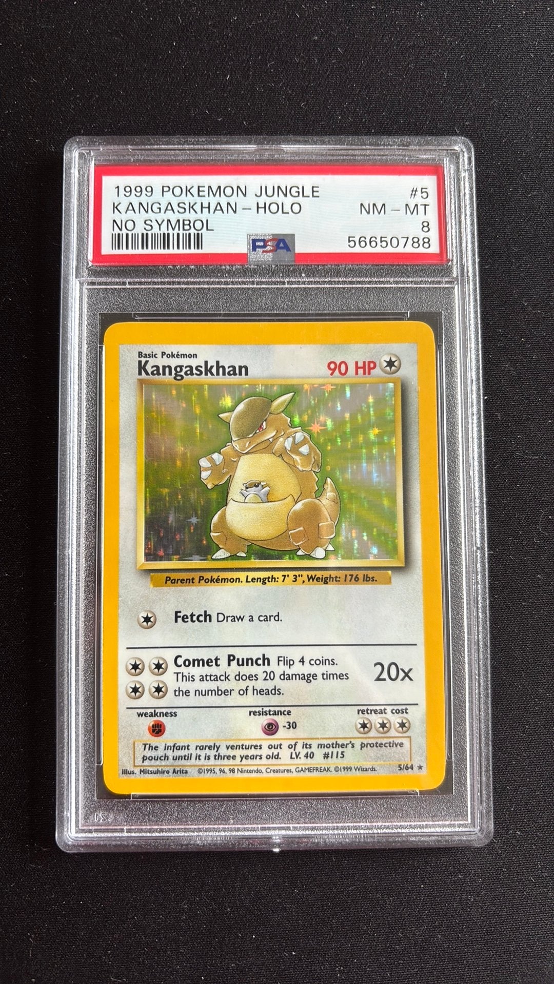 Kangaskhan (JU 5) - Holo - No Symbol Error - PSA 8 - Jungle, Ophalen of Verzenden, Zo goed als nieuw