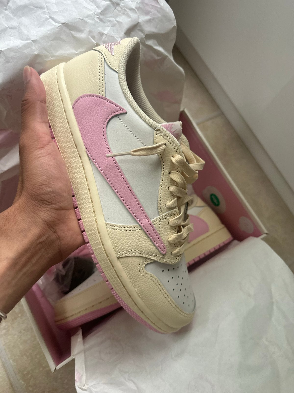 Nike Air Jordan 1 Retro Low OG SP Travis Scott Shy Pink, Ophalen, Wit, Nieuw, Sneakers of Gympen