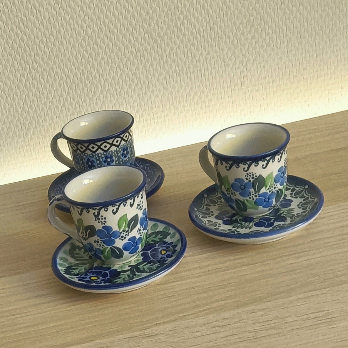 Espresso mokje met schotel handmade in polen, Ophalen of Verzenden