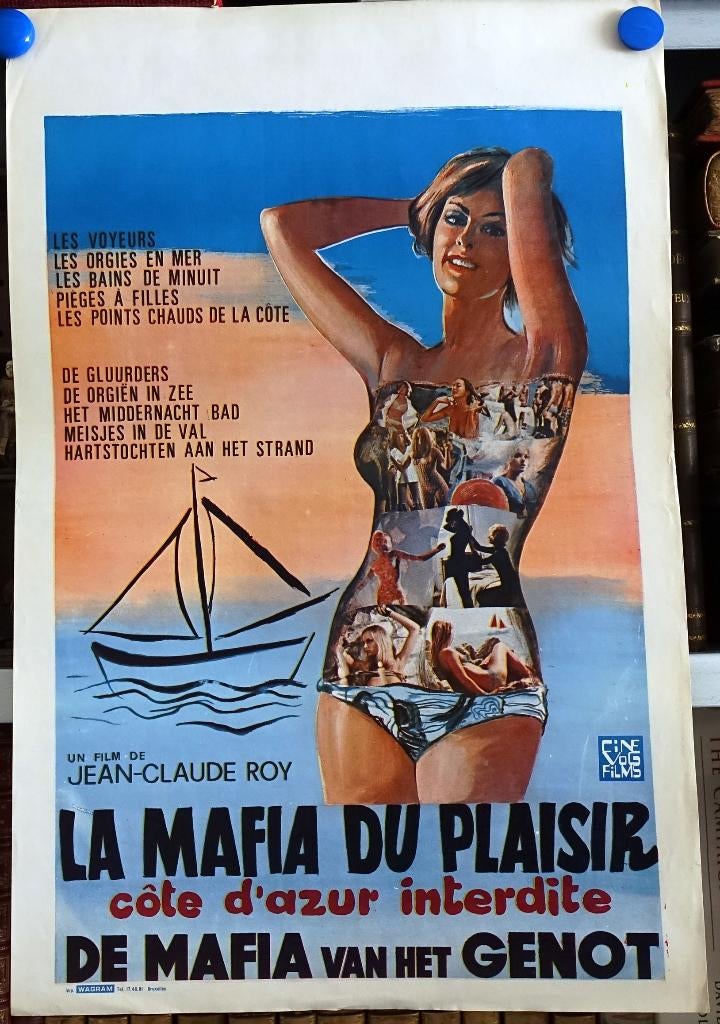 Filmposter La mafia du plaisir / De mafia van het genot, Verzamelen, Ophalen of Verzenden, Gebruikt, A1 t/m A3, Film en Tv