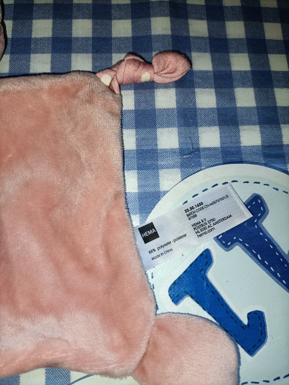 Hema roze poes knuffeldoekje met witte stippen, Ophalen of Verzenden, Zo goed als nieuw