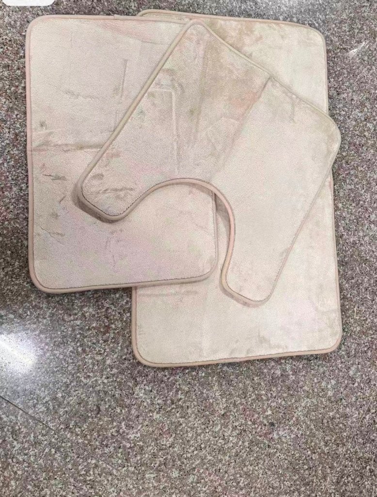 Badmatset 3-delig Beige met Toiletmat, Nieuw, Ophalen of Verzenden, Badmat, Overige merken