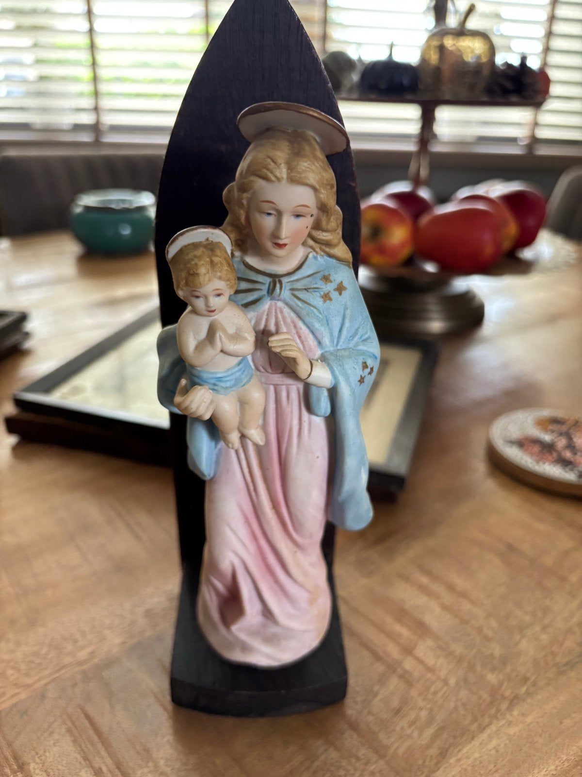 Vintage Maria beeldje met kindje Jezus, Ophalen