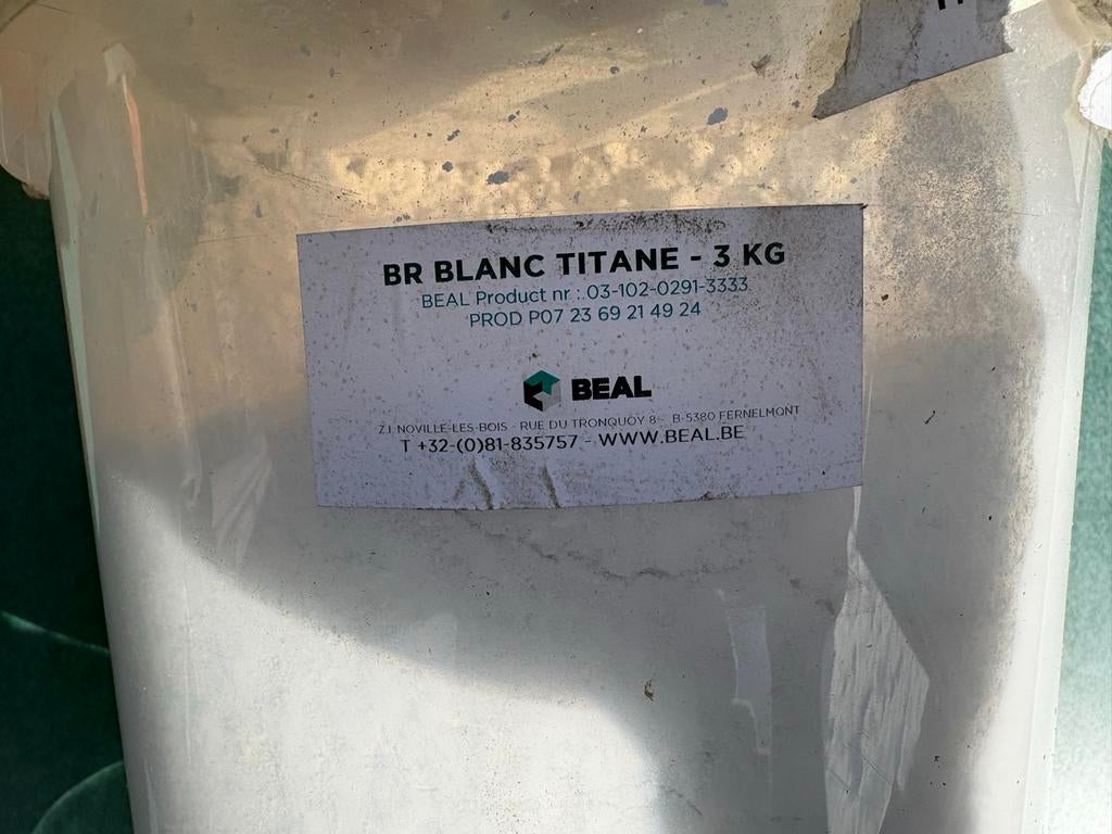 Mortex pigment - Blanc titane - 3 emmers van 3 KG, Wit, Nieuw, Ophalen of Verzenden, Verf