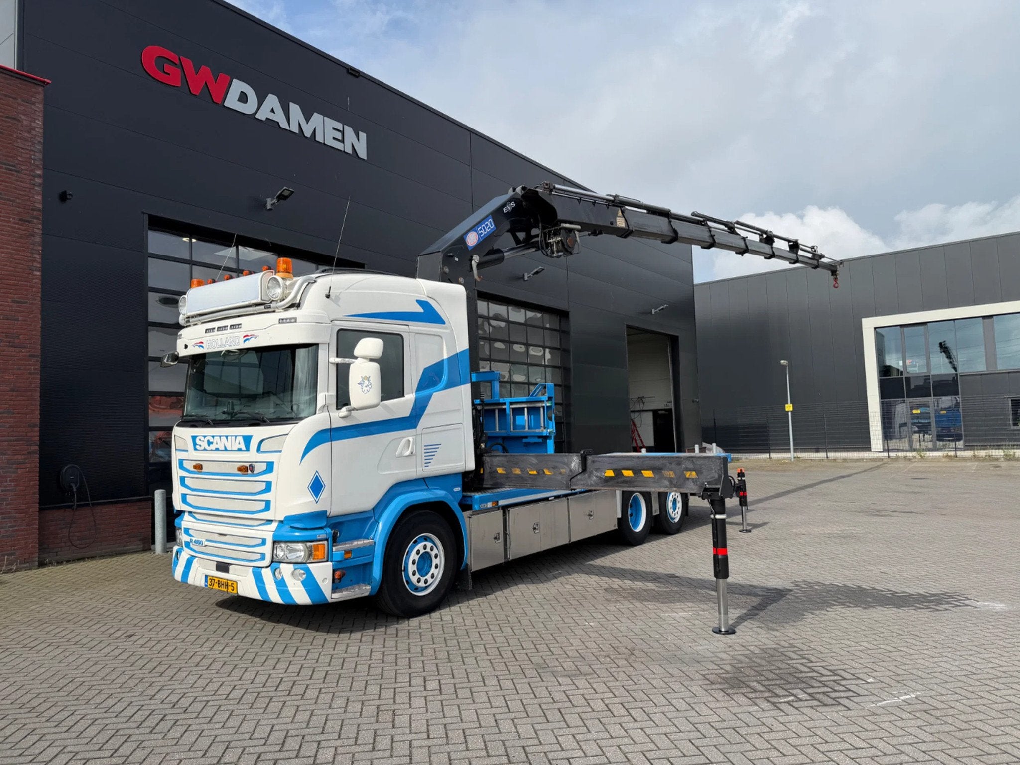 Scania R450 6x2 HMF 5020-K7+2 ,Winch Euro 6 (bj 2016), Automaat, Euro 6, Scania, Stoelverwarming