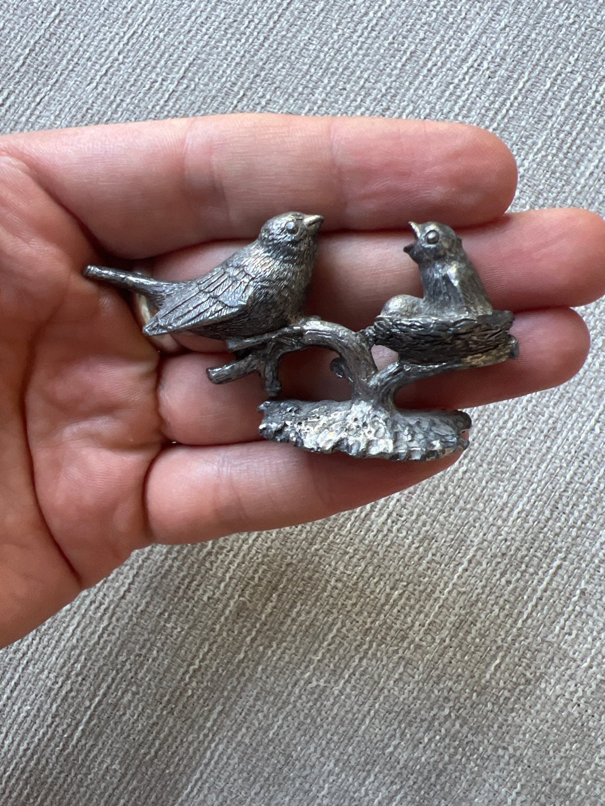Verzameling van 7 tinnen beeldjes: dieren en vogels, Antiek en Kunst, Antiek | Tin, Ophalen of Verzenden