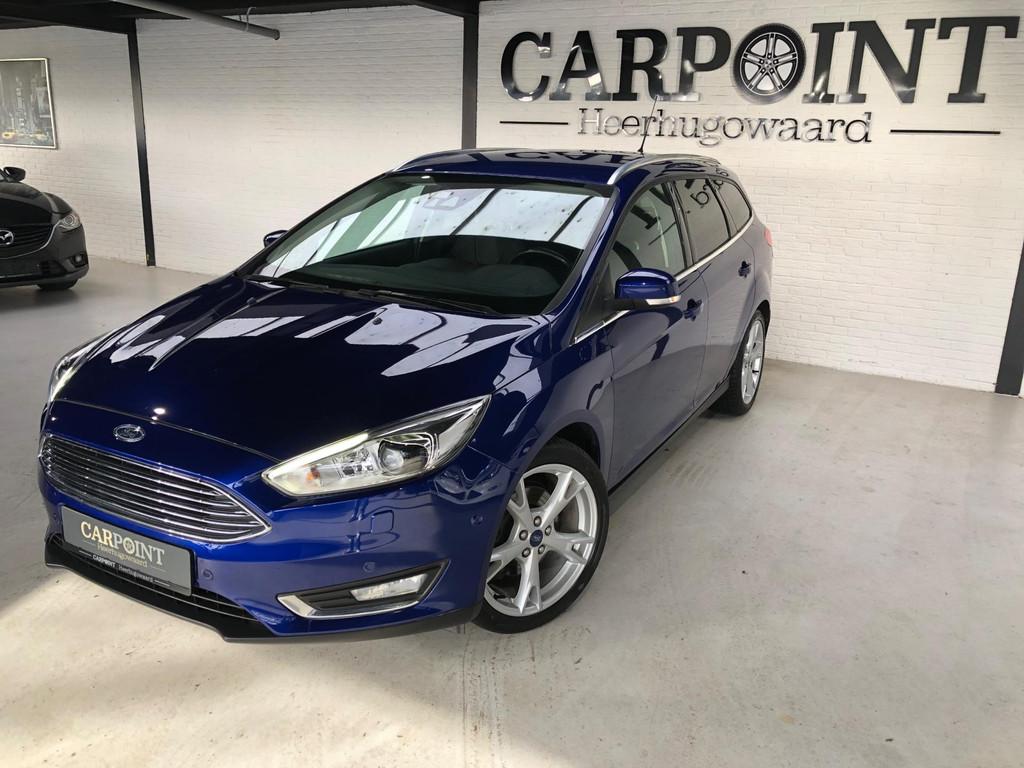 Ford Focus Wagon 1.5 Titanium Edition 2014 150PK Camera Leer, 4 cilinders, 150 pk, Blauw, Handgeschakeld