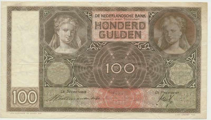 Nederland 100 Gulden 1930 Vrouwenkop, Ophalen of Verzenden, Brief