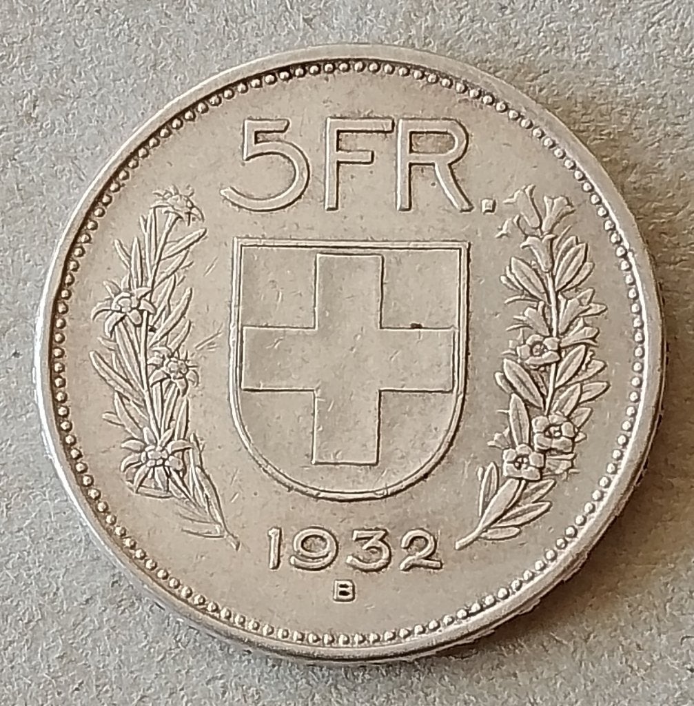 Zwitserland, 5 francs 1932, Ophalen of Verzenden, Overige landen, Losse munt, Zilver
