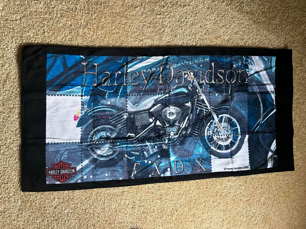 Vintage Harley davidson handdoek/badlaken 70x140 origineel, Verzamelen, Automerken, Motoren en Formule 1, Ophalen of Verzenden