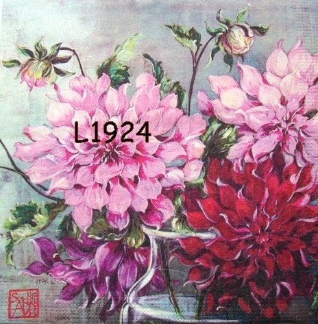 Servetten decoupage/bullet journal - Dahlia’s L1924, Verzenden, Nieuw