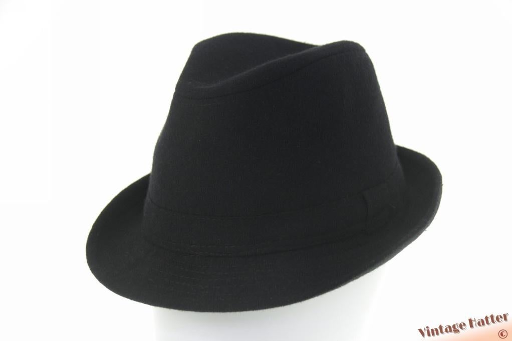 Vintage gleufhoed Trilby hoed Tissaia zwart recent model 56, Hoed, 57 cm (M, 7⅛ inch) of minder, Gedragen, Tissaia