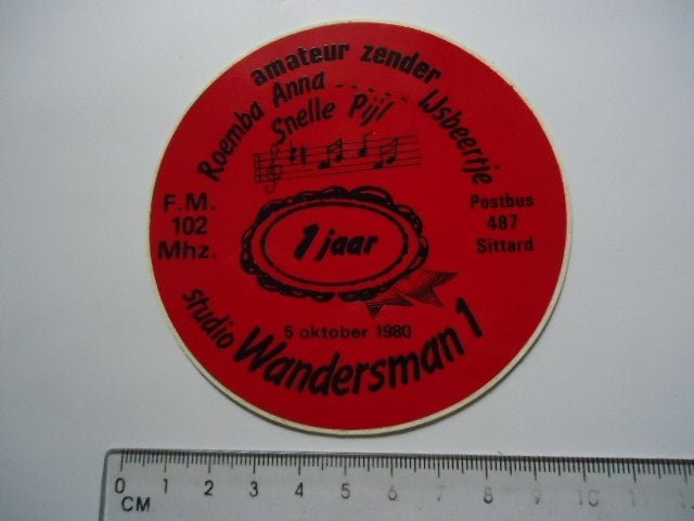 sticker oud Sittard piraat radio zender piraten ether fm, Verzamelen, Verzenden, Zo goed als nieuw, Bedrijf of Vereniging