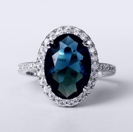 Echt mooie 925 sterling zilveren ring met ovale zirkoon, Nieuw, Ophalen of Verzenden, 17 tot 18, Met edelsteen