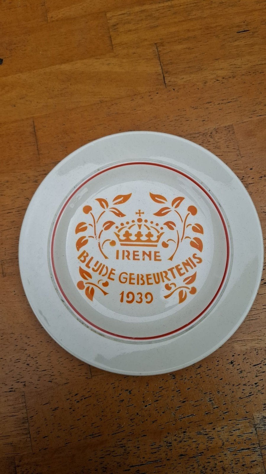 Vintage Herdenkingsbord Prinses Irene 1939, Ophalen of Verzenden