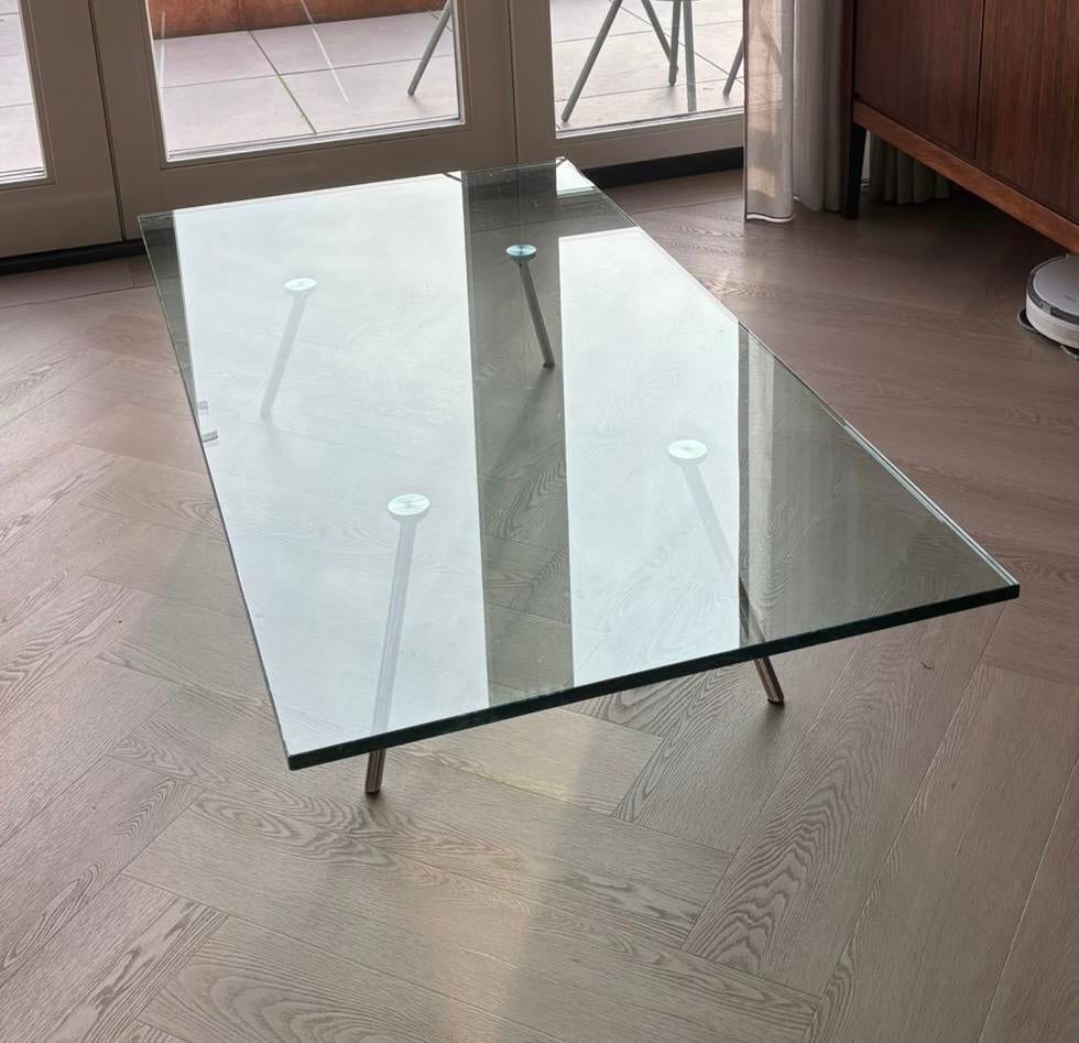 Maupertuus glazen salon tafel 80x160, Huis en Inrichting, Ophalen, Gebruikt, 50 tot 100 cm, Glas