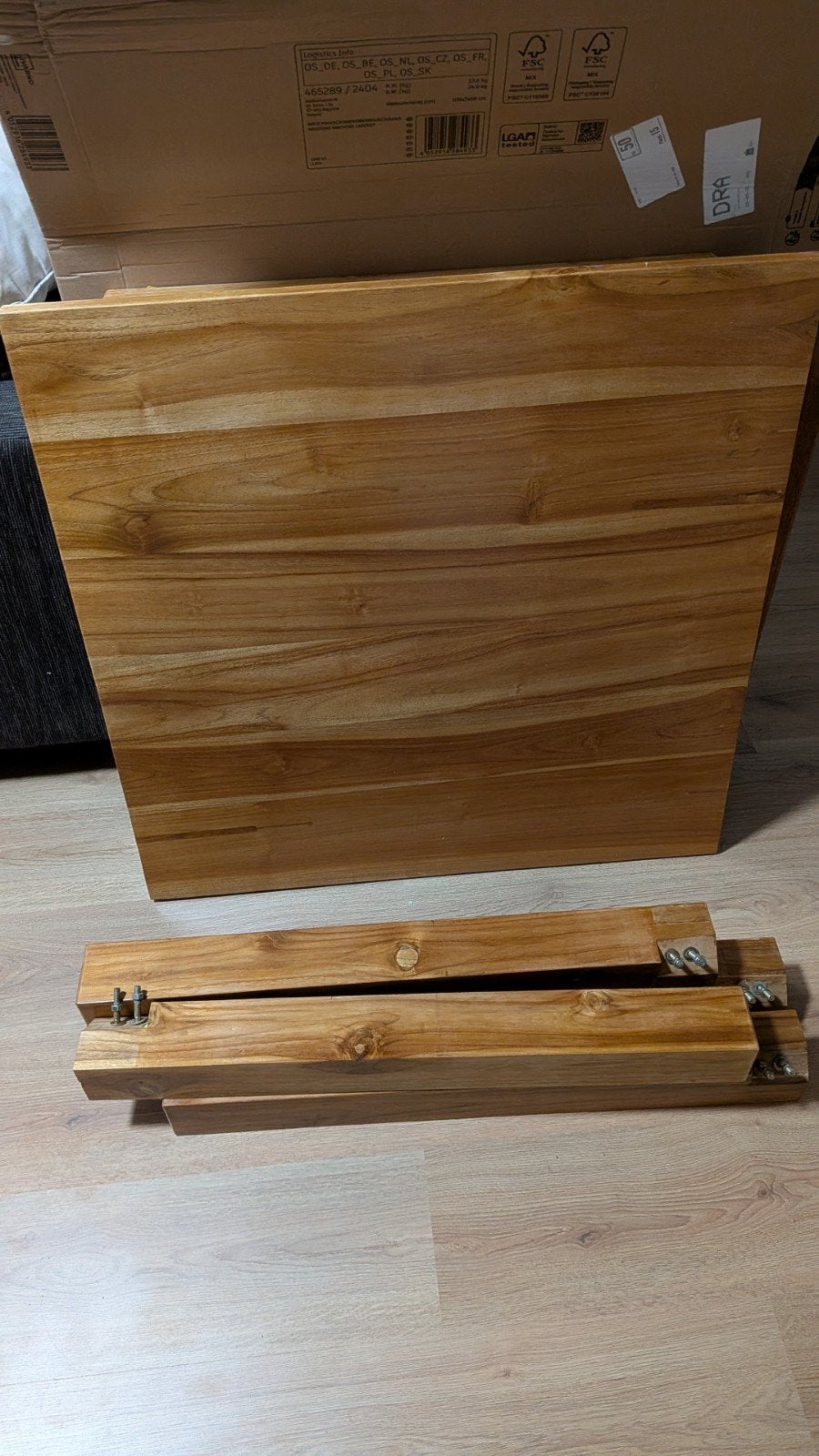 Vierkante houten tafel 80x80x75 cm, Huis en Inrichting, Ophalen, Gebruikt, 50 tot 100 cm, Vierkant