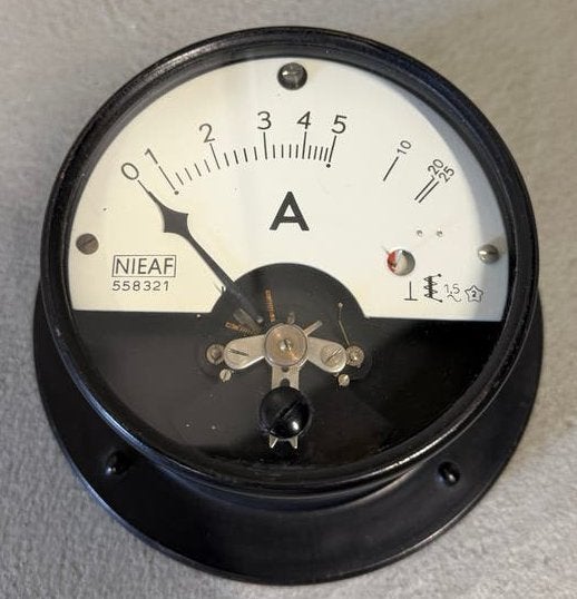 Vintage NIEF Amperemeter - ca. 11 cm doorsnee, Antiek en Kunst, Ophalen