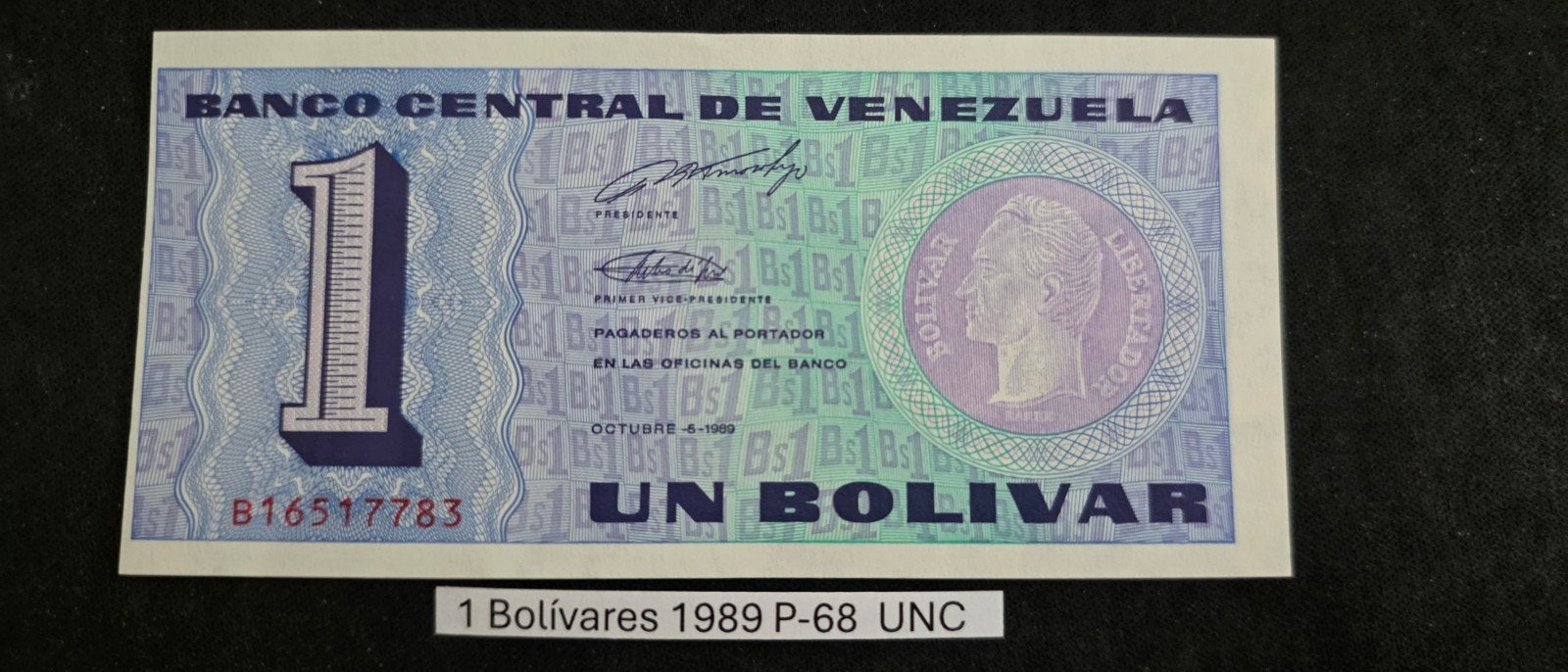 Venezuela 1 Bolívares 1989 P-68 UNC - Zeldzaam biljet, Ophalen of Verzenden, Zuid-Amerika, Los biljet
