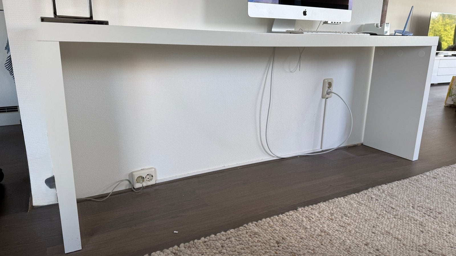 Witte side table - bureau - bedtafel L191xB36xH72,5 cm, Ophalen, Overige typen, Gebruikt, Spaanplaat of MDF