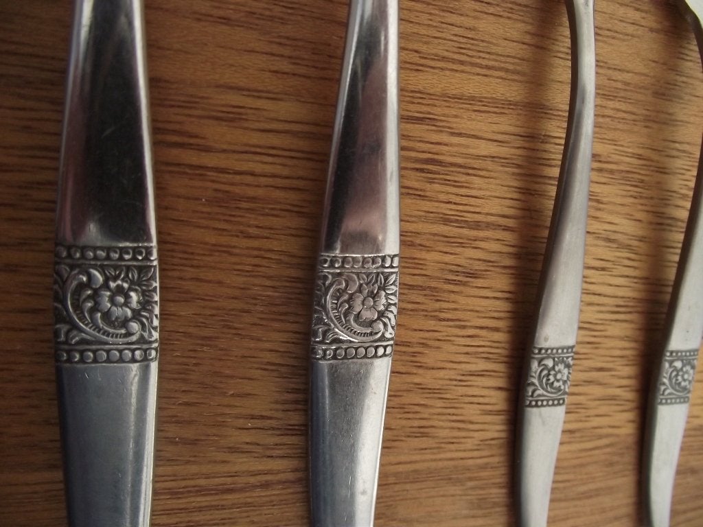 1 zwart RVS bloem dessertvork 19,5 cm Amefa stainless 1960, Ophalen of Verzenden