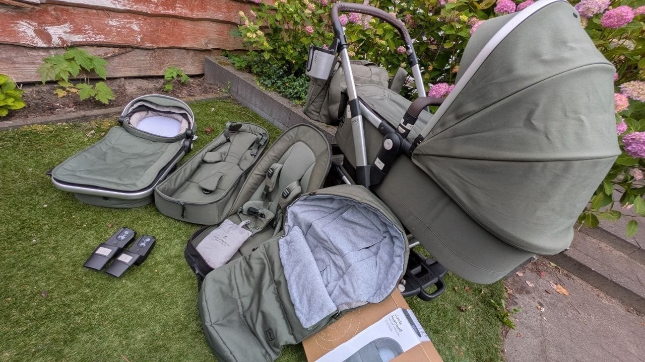 Joolz Geo² Army Green complete met uitbreidingsset & extra's, Ophalen, Zo goed als nieuw, Overige merken, Verstelbare duwstang