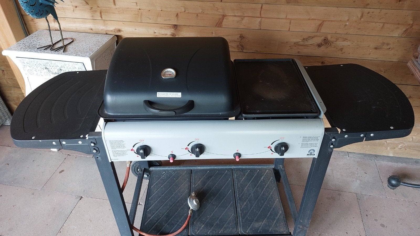 Gasbarbecue met 3 branders en zijtafels., Tuin en Terras, Ophalen, Gebruikt, Onbekend