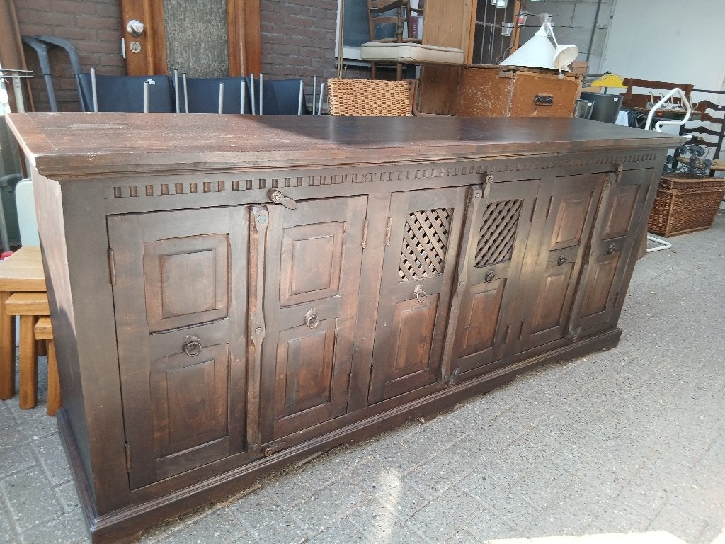 zware koloniale mooie dressoir 213 cm lang, Ophalen, Met deur(en), Koloniaal, Zo goed als nieuw