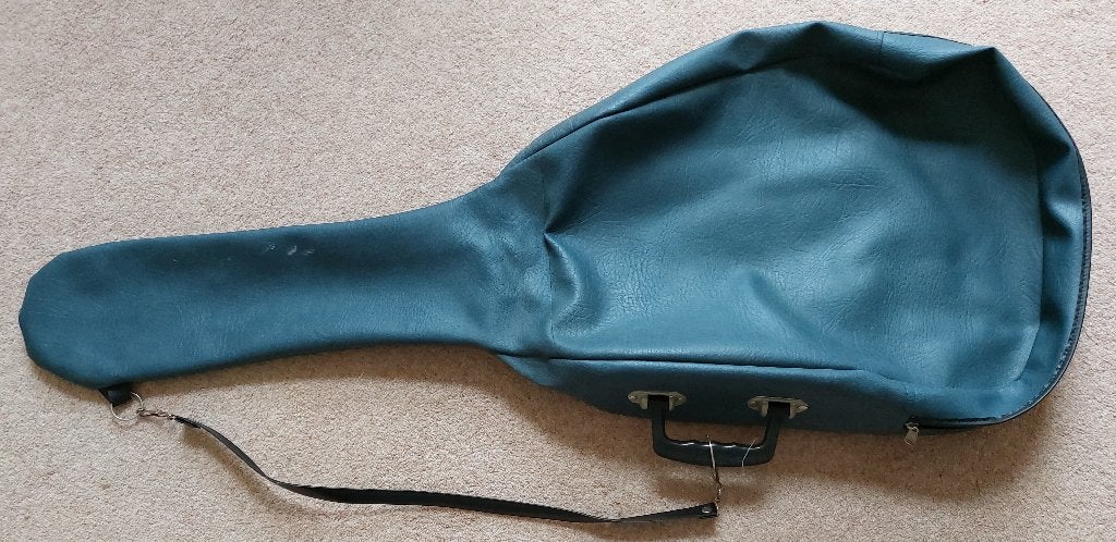 oude gitaarhoes met draagriem en goed werkende rits blauw, Ophalen, Gebruikt, Overige instrumenten