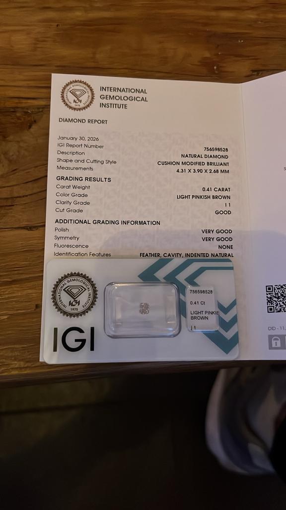 Natuurlijke Diamant - 0.41 Karaat, retailprijs 550 euro, Sieraden, Tassen en Uiterlijk, Edelstenen, Ophalen of Verzenden, Nieuw
