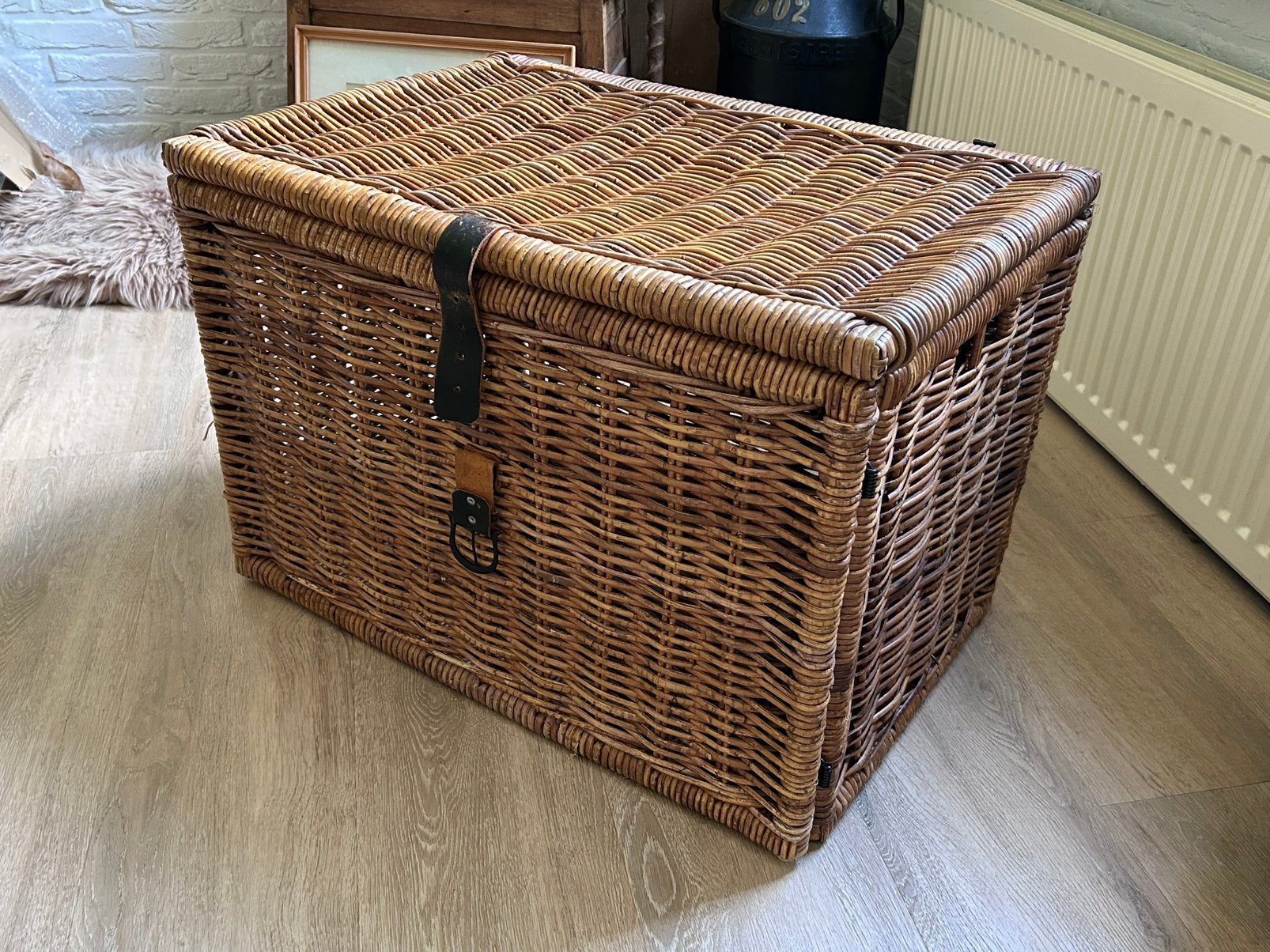 Rieten opberg mand / kist, Ophalen, Zo goed als nieuw, 50 tot 100 cm, Minder dan 50 cm