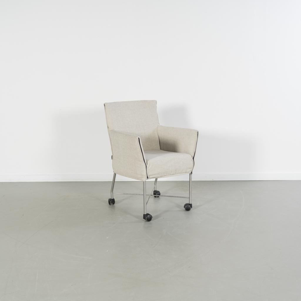 6x Montis Geraldine Eetkamerstoel Beige Stof - Chroom/Wielen, Niet ingevuld, Overige kleuren, Niet ingevuld, Ophalen of Verzenden
